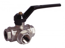 Produktbild: Dreiwegkugelhahn "T-Bohrung" m.Handhebel 3/4" IG, 16 bar 