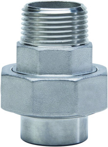 Produktbild: Edelstahl Verschraubung, flachdichtend V4A / G316  1/2" IG/AG 