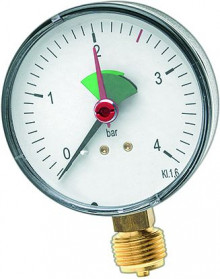 Produktbild: Heizungsmanometer, Abgang unten radial MHR Ø 63 mm, 1/4", 0-4 bar 