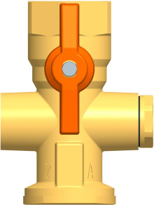 Produktbild: PAW MK Multihahn, mit rotem Fl&uuml;gelgriff DN 1", F= 1", G= 1", L= 94 mm