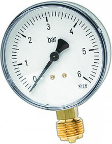Produktbild: RF-Manometer Abgang unten MDR Ø 63 mm, 1/4", 0-6 bar 