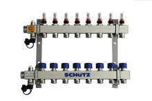 Produktbild: SCHÜTZ Verteiler Komfort 90-3 8 Heizkreise, L = 470 mm, Edelstahl 