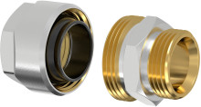 Produktbild: SIMPLEX Schwarzrohradap. PLUS mit Eurok. 3/4"AG, f&uuml;r Schwarzrohr 1/2", vernickelt 