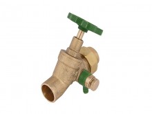 Produktbild: Schrägsitzventil CR-Messing m.E. 22 mm, mit Lötstutzen und Lötverschr.