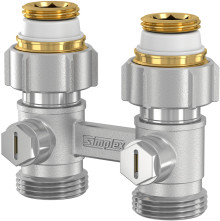 Produktbild: Simplex Zweirohr-Hahnblock D 1/50 mit Absperrung zu VG-Heizkoerper, 3/4" Eurokonus 
