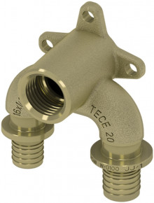 Produktbild: TECEflex U-Doppel-Wandscheibe reduziert 16x1/2x20,druckverlustoptimiert, Rotguss