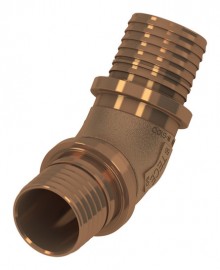 Produktbild: TECEflex Winkelkupplung 45 Grad, ohne Druckh&uuml;lsen 50 x 50 mm, Rotguss/Siliziumbronze