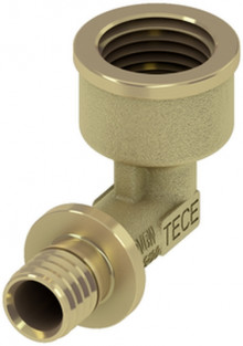 Produktbild: TECEflex Winkelübergangsmuffe ohne Druckhülse 16 mm x 1/2" IG, Rotguss/Siliziumbronze