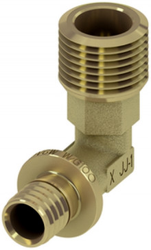 Produktbild: TECEflex Winkelübergangsnippel ohne Druckhülse 16 mm x 1/2" AG, Rotguss/Siliziumbronze