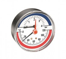 Produktbild: Thermo-Manometer, Abgang hinten TMAX Ø 80 mm, 1/2", 0-4 bar 