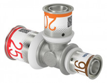 Produktbild: UPONOR S-Press PLUS T-St&uuml;ck reduziert 25 x 20 x 16 mm, aus Messing verzinnt 