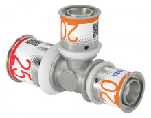 Produktbild: UPONOR S-Press PLUS T-St&uuml;ck reduziert 25 x 20 x 20 mm, aus Messing verzinnt 