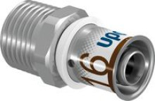 Produktbild: UPONOR S-Press PLUS Übergangsnippel 16 mm x 1/2"AG, aus Messing verzinnt