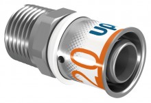 Produktbild: UPONOR S-Press PLUS &Uuml;bergangsnippel 20 mm x 1"AG, aus Messing verzinnt 