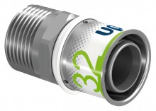 Produktbild: UPONOR S-Press PLUS &Uuml;bergangsnippel 32 mm x 1"AG, aus Messing verzinnt 