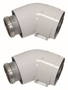 Produktbild: VAILLANT Bogen 45 Grad konzentrisch (2 Stück) 60/100 mm Alu Sonderpreis ( 1 VPE )