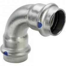 Produktbild: Viega LABS-frei SANPRESS INOX Bogen 90 Grad, 2316LF 15mm, 2 Muffen, Edelstahl,