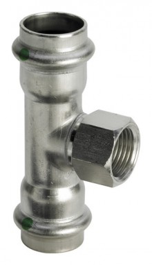 Produktbild: Viega SANPRESS INOX T-Stück Edelstahl 2317.2 15 x 1/2" IG x 15 mm