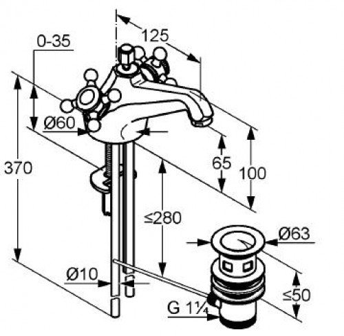 Adlon Waschtischarmatur messing DN 8 (510124520) - Kludi, - Hahn