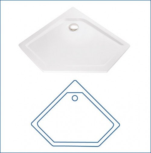 Mauersberger Ceptor Fünfeck Duschwanne 90 x 90/45 x 2,5 cm | MB-2290000201