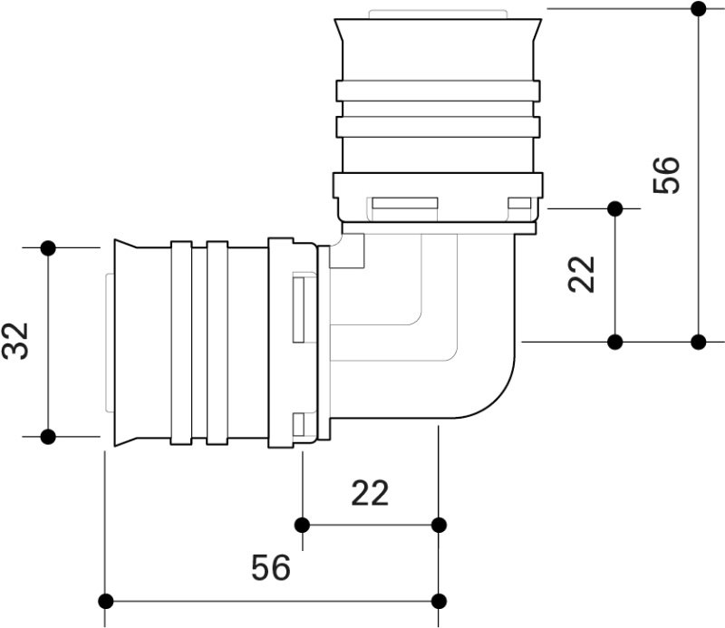 82832200 | ALPEX 82832200 Winkel 90° 32 x 32 mm, PPSU